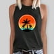 thumbnail image 2 of Gibobby Mujeres Casual Cocotero Impresión Mangas Cuello Redondo Camiseta Suelta Blusa Tops(Negro,XG), 2 of 4