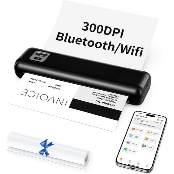 Portable Printers Wireless for Travel,  Bluetooth Mobile Thermal Inkless Printer for School/Office/Home Use