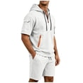 thumbnail image 4 of hotojiny Men's Tracksuit 2 Piece Outfit Breathable Quarter Zip Pullover Athletic Sweatsuit Short Sleeve Hoodie Shorts Set(White,X-Large), 4 of 5