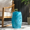 thumbnail image 2 of Riley Outdoor 12" Round Lace Cut Iron Side Table, Blue, 2 of 7