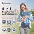 thumbnail image 6 of BabbleRoo Grow Baby Carrier – 6-in-1 Ergonomic Hip Seat, Convertible Infant Baby Carrier & Toddler Carrier – Denim Leaves, 6 of 8
