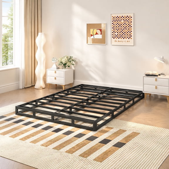 5 Inch Queen Size Box Spring, Heavy Duty Metal Mattress Foundation, Low Profile Noise-Free Bed Base with Fabric Cover