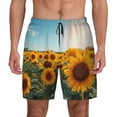 thumbnail image 2 of Goofa Sunlit Sunflower Field Printed Men's Swim Trunks Board Shorts Quick Dry Mens Swimming Trunks with Compression Liner,Breathable Fit Hawaii Beach Shorts-XX-Large, 2 of 9
