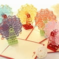 thumbnail image 3 of CxhicLuv Stereoscopic Ferris Wheel Greeting Card, Art Toy, With Envelope, Ideal for Birthdays, Anniversaries, Writes Wishes, Suitable for Gift Givers, Pink, 3 of 3