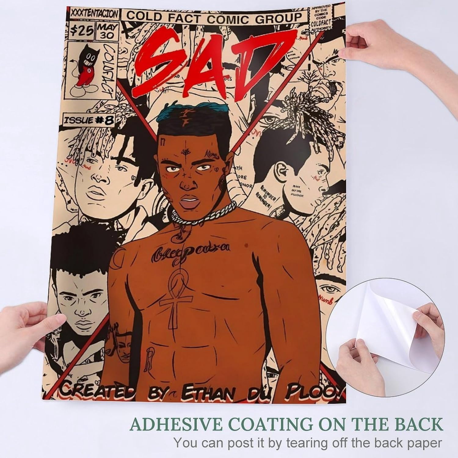 COLD FACT COMICS #8 XXXTENTACION コミック shiyou-Hip-hop Comic Music Posters Rappr XXX Poster Art Canvas