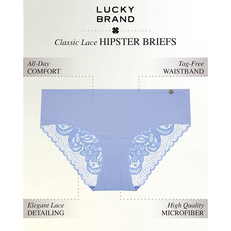 Lucky Brand Women's Underwear – Microfiber Lace Hipster Briefs (3 Pack) 