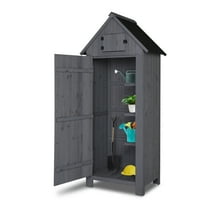 iTopRoad 70in Outdoor Storage Shed for Garden Tools, Wooden Patio Shed Lockers