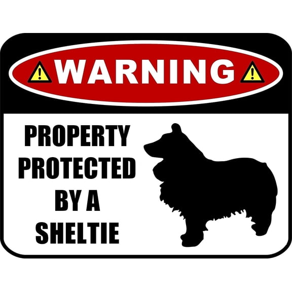 PCSCP Warning Property Protected by a Sheltie (SILHOUETTE) 11.5 inch x 9 inch Laminated Dog Sign