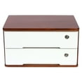 thumbnail image 4 of 2 Tiers Wooden Desktop Storage Box with 2 Lockable Drawers Office Supplies Flat File Cabinet for Office Study Desk Front Desk (Walnut White, 2 drawers), 4 of 23