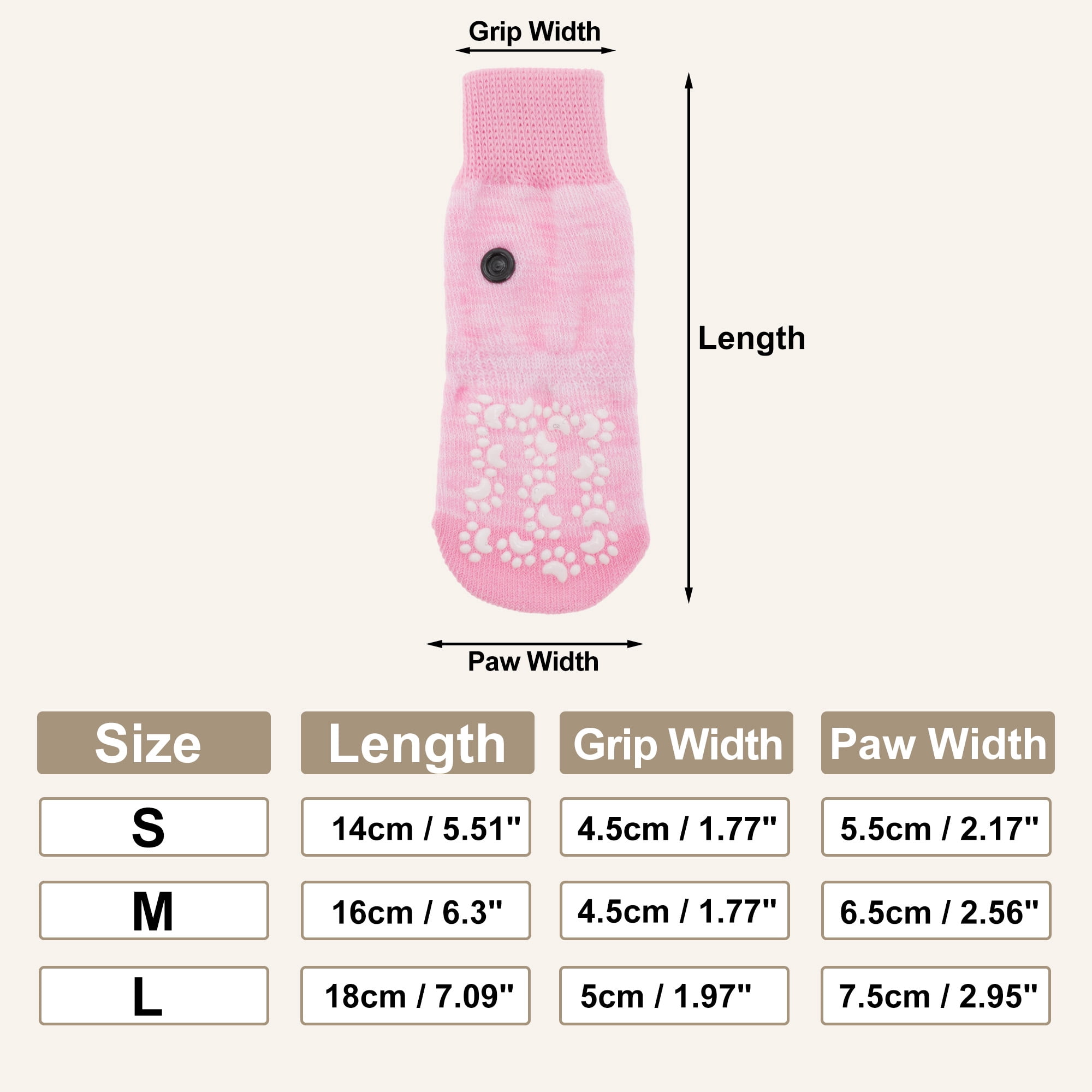 Unique Bargains 4 Pcs Non-Slip Dog Socks with Adjustable Tapes Pink L