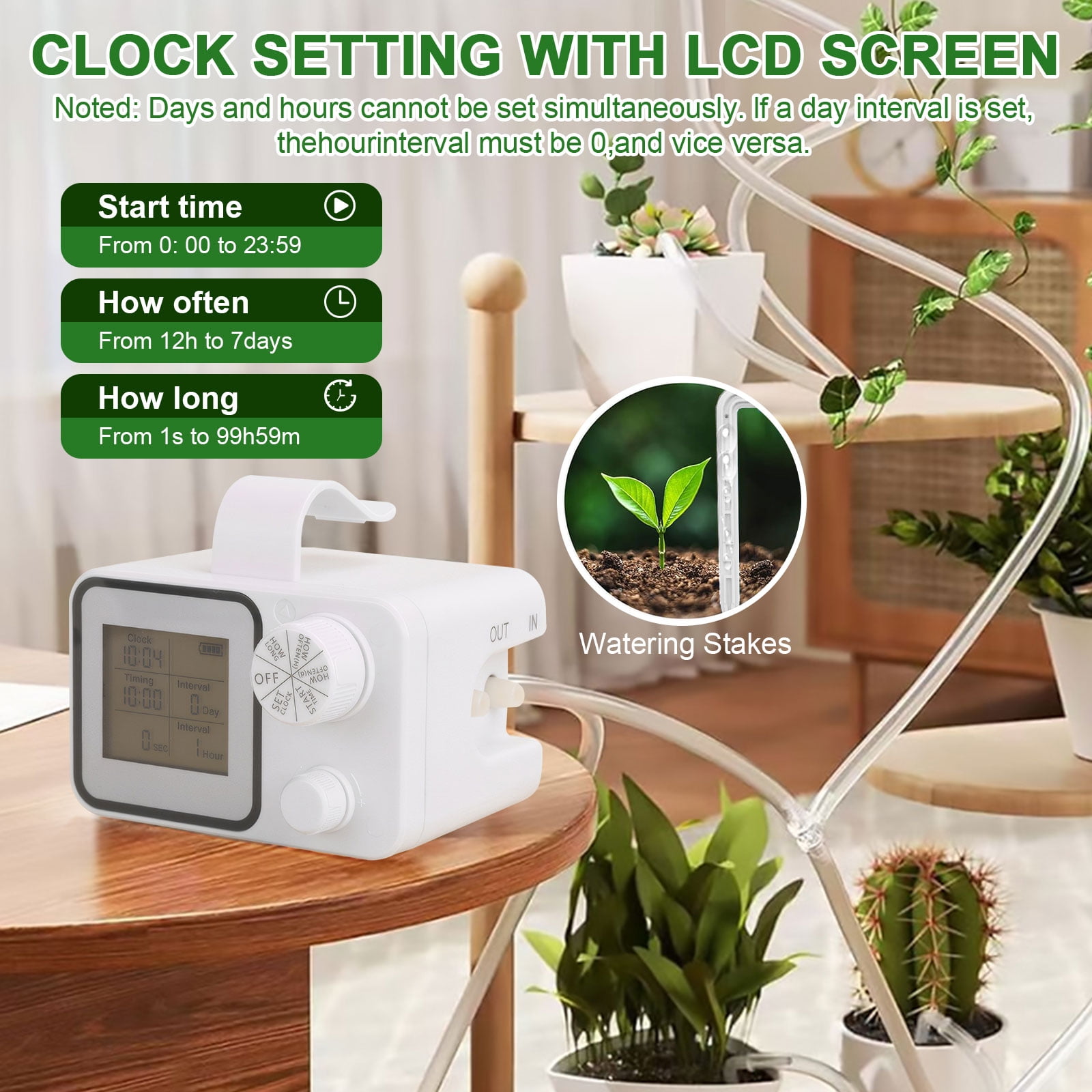 Eurhowing Automatic Drip Irrigation Kit for Potted Plants, 30-Day Adjustable Watering System with Digital Timer, DIY Indoor Plant Waterer for 20 Pots