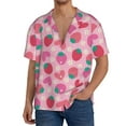 thumbnail image 3 of Xecao offers the Haear Strawberry for Men's Casual Short-sleeved Shirt, a button-up collared shirt with a pocket, perfect for beach vacations and yacht travel in the X-Large size., 3 of 7