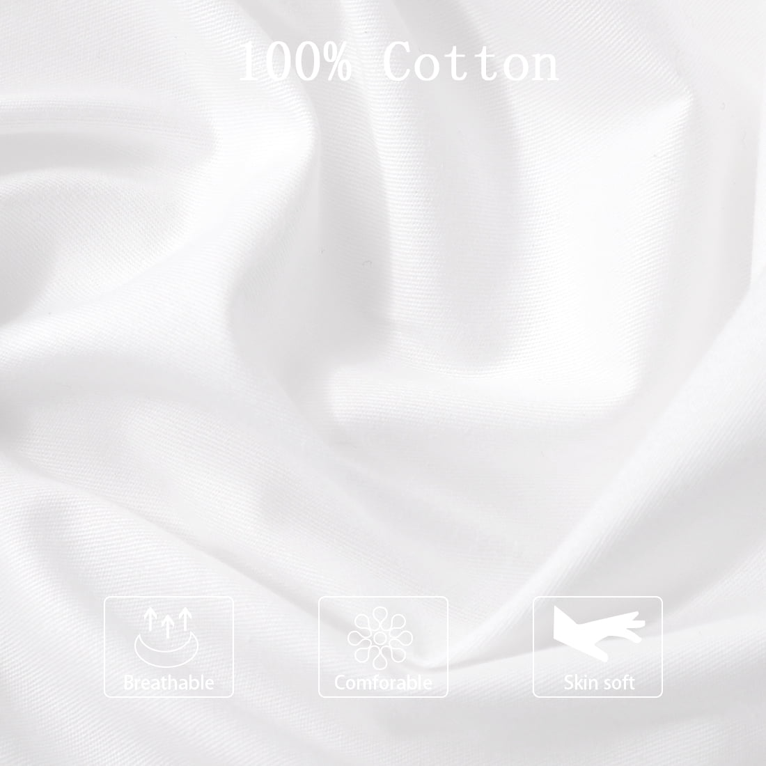Unique Bargains 3 Pack 100% Cotton Body Pillow Cases Covers with Zipper White 20" x 48"