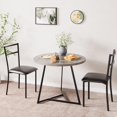 thumbnail image 1 of 3-Piece Round Dining Set for 2 - Compact 31.4" Rustic Gray Kitchen Table with Upholstered Chairs, Space-Saving Breakfast Set for Small Spaces, Apartments & Studio Living, 1 of 10