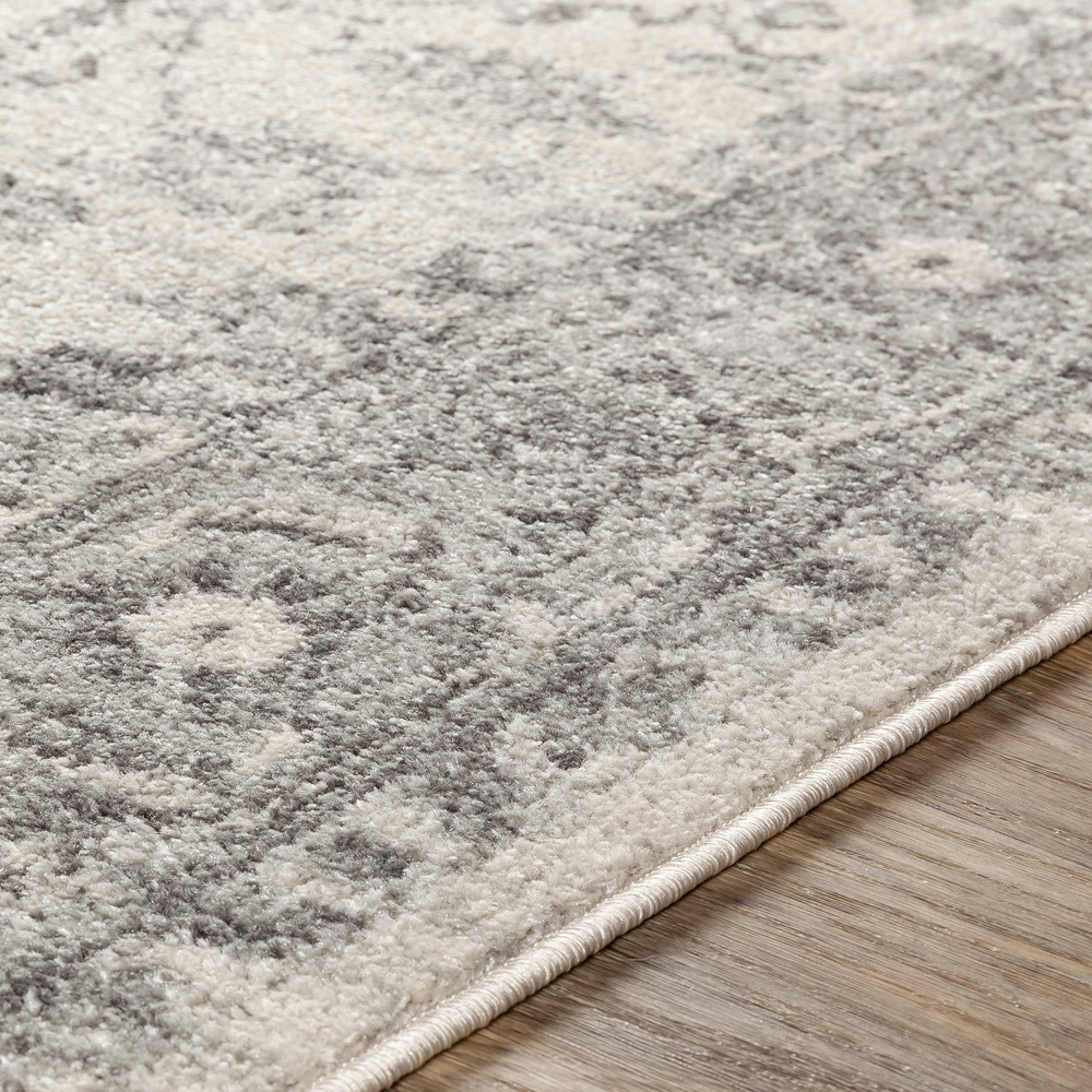 Livabliss Area Rugs for Living Room, 5ft Round Chester Traditional Gray Round Rug, Bedroom Dining Room Home Decor Stain Resistant Carpet (5'3" x 5'3")