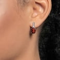 thumbnail image 3 of Gem Stone King 925 Sterling Silver Red Garnet and White Created Sapphire Earrings for Women (4.35 Cttw, Gemstone January Birthstone, Oval 9X7MM), 3 of 4