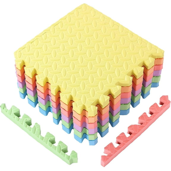 12 Tiles 12x12x1 Inch EVA Thick Interlocking Foam Floor Tiles Puzzle Exercise Mat Play Foam Mats for Boys Girls Baby Pets Home Classroom Nursery Gym(Multicolor)