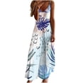 thumbnail image 2 of SMihono Robe Maxi Bohème d'Été pour Femmes Grande Taille Mode Femme Bretelles Taille Mi-Haute Col en V Sans Manches Rayée Imprimée Robe Longue de Plage, 2 of 5