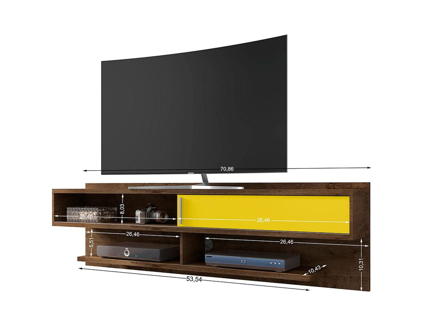 Manhattan Comfort Astor 21"H Wood Floating Entertainment Center in Brown/Yellow
