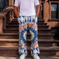 thumbnail image 2 of Iaqnaocc Mens Pants Baggy Wide Leg Lounge Big And Tall Tie Dye SweatPants Drawstring Waist Jogging Pant with Pockets Dark Blue S, 2 of 7