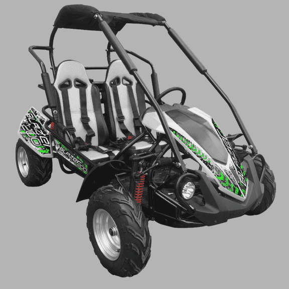 Trailmaster Blazer 200R Go Kart Youth Go Kart. Ages 10 and up, Mid Size Kids cart, Body Kit with Reverse (White)