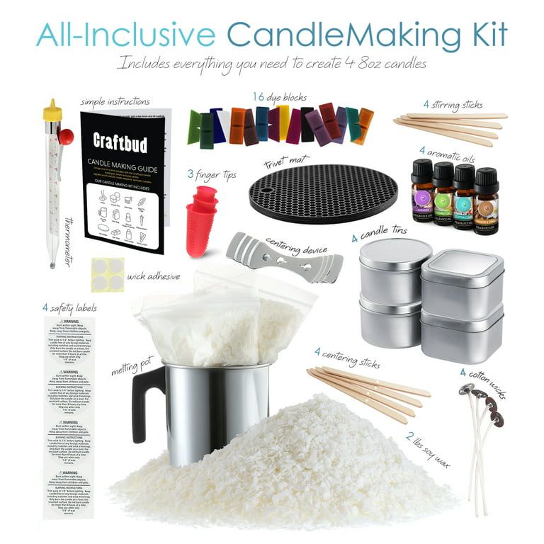 Craftbud Complete DIY Candle Making Kit for Adults, 2 lb. Soy Wax Flakes,  Fragrances, Dye Blocks, Melting Pot & Accessories 