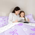 thumbnail image 5 of Manfei Kawaii Cartoon Ribbon Twin Bedding Sets 7-Piece, Blossoms Flower Floral Bedding Comforter Set, Teens Girls Kids Child Reversible Sheet Sets, Breathable Home Decor, 5 of 8