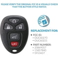 thumbnail image 3 of 2 New Keyless Entry 6 Button Remote Car Key Fob for Select GM OUC60270 OUC60221, 3 of 6