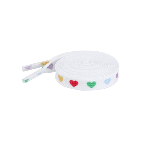 INSPIRE CHIC Heart Printed Colored Shoelaces Flat Shoe Laces Strings for Sneakers Athletic Sport Boots 1 Pair White-Colorful Heart 100cm/39.4"