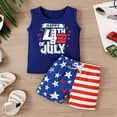 thumbnail image 2 of UngA Toddler Baby Boy Fourth of July Outfit Independence Day Letter Printed Sleeveless Tops + Short Pants 2Pcs Clothes Set (Blue,3-4 Years), 2 of 7