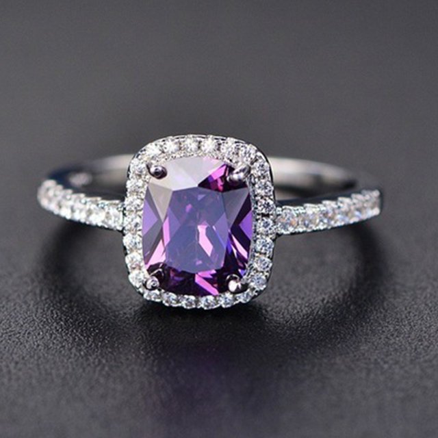 Bijoux de Main Carrés Géométriques Classiques en Diamant, Bagues de Gemmes Multicolores