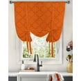 thumbnail image 3 of Orange Rhombus Plaid Tie Up Curtains for Kitchen Bathroom Bedroom Windows 45 Inch Length, Classic Modern Geometric Abstract Art Balloon Drape Curtains Shade Rod Pocket Drapery Curtain Panel, 42"x54", 3 of 7