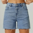 thumbnail image 4 of Afdoent Jean Shorts Womens High Waist Jean Shorts Wide Straight Leg Microelastic Long Denim Mom Shorts Summer Denim Shorts, 4 of 9