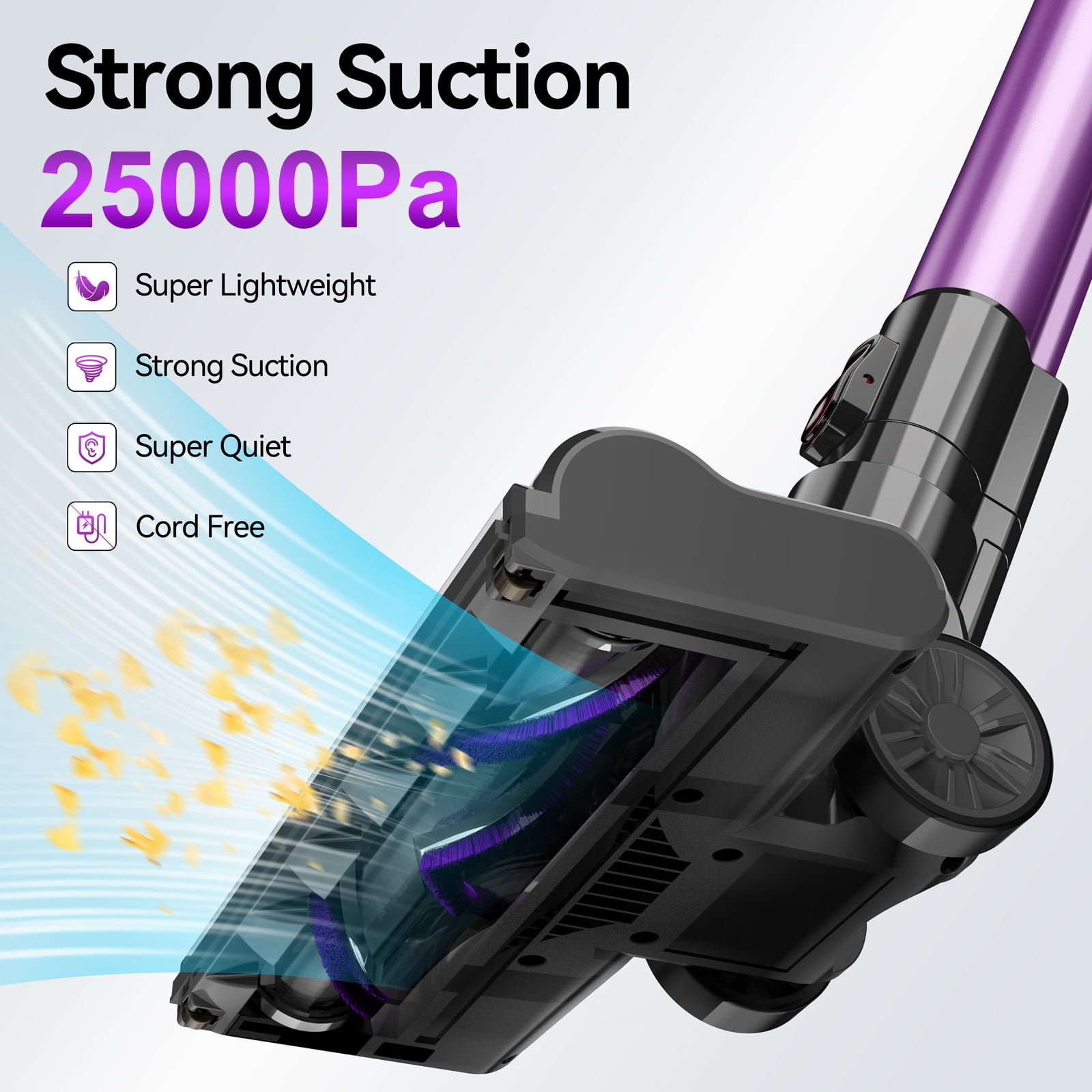 INSE Cordless Vacuum Cleaner 25000Pa 45min Lightweight Stick Vacuum for Home Pet Hair Carpet Floor  (图2) INSE Cordless Vacuum Cleaner 25000Pa 45min Lightweight Stick Vacuum for Home Pet Hair Carpet Floor  (图2)