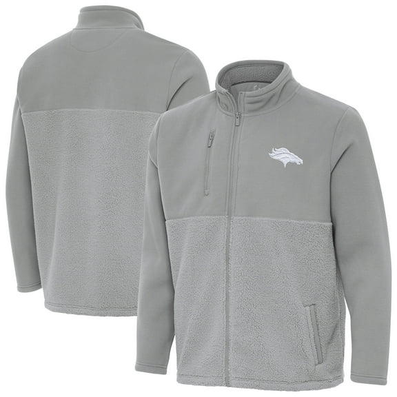 Men's Antigua Gray Denver Broncos Daily Fused Full-Zip Jacket