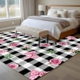 thumbnail image 4 of Valentine's Day Area Rugs 5'x7', Washable Small Throw Rugs for Laundry Room Playroom, Spring Roses Pink Bows Black White Plaid Indoor Outdoor Rug Non-Slip Low Pile Carpet Runner Reversible Floor Mats, 4 of 8