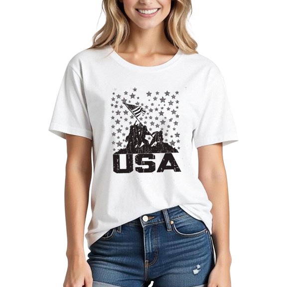 Cute 4th of July Tops for Women on Sale Women 4th of July Independence Day Shirts Cute Graphic Tees Ladies Flag Shirts Causal Crew Neck Short Sleeve Summer Tops New White XXL