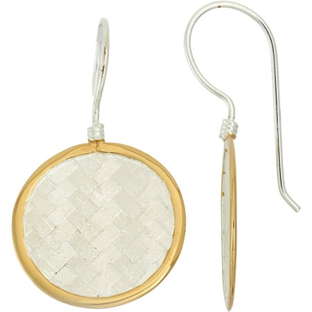 5th & Main Sterling Silver and 14kt Gold-Plated Round Woven Basket Weave Earrings