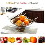 iPstyle Fruit Basket Countertop Fruit Bowl Holder Chrome Silver Metal Wire