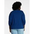 thumbnail image 4 of Terra & Sky Women's Plus Size Double Blouson Top with 3/4-Length Sleeves, Sizes 0X-5X, 4 of 5