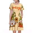 thumbnail image 1 of Disketp Gnomes Happy Thanksgiving para Vestido de Manga Corta para Mujeres, Vestidos de Verano para Mujeres, Casual y Holgado para la Playa, 1 of 6