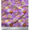 thumbnail image 1 of Soimoi Purple Satin Silk Fabric Crab,Shell & Coral Ocean Printed Craft Fabric by the Yard 42 Inch Wide, 1 of 1