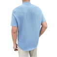 thumbnail image 3 of Mens Short Sleeve Button Down Tropical Shirt Band Collar Beach Summer Casual Textured Top, Regular Fit Lightweight Breathable Yoga Hippie Retro Old Money Style Shirts for Vacation, 3 of 3