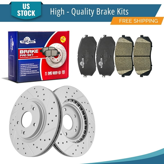 YXPCARS 6PCS Front Brake Kits, Drilled & Slotted Brake Rotors (120.51054)   Ceramic Brake Pads Kit for Hyundai Sonata Kona Electric Kia Optima (981958 1826)