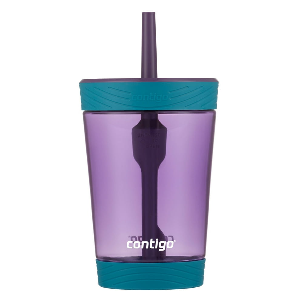 Contigo SpillProof Kids Plastic Tumbler with Straw, 14 oz., Eggplant