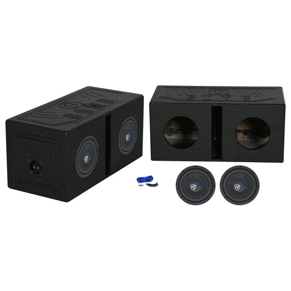 2) Rockville K5 W8K5S2 8" 800 Watt 2 Ohm Car Subwoofers Vented Sub Box Enclosure
