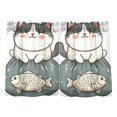 thumbnail image 7 of Yayeee Kitchen Curtains Tier Pair Light Filtering 27"x36" Rod Pocket Short Cafe Window Panel, Beige Cute Cat, 7 of 7