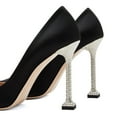 thumbnail image 3 of XYD Women Classic Rhinestone Studded Stiletto High Heel Pumps Slip On Pointed Closed Toe Satin Elegant Parties Shoes Size 10.5 Black, 3 of 4