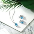 thumbnail image 4 of Gem Stone King 6.83 Ct Oval Checkerboard Swiss Blue Topaz 925 Silver Pendant and Earrings Jewelry Set, 4 of 4