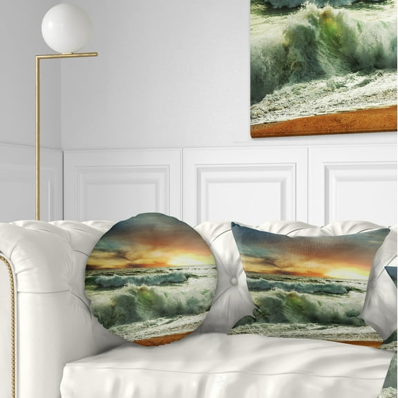 Designart 12" x 20" Blue Polyester Throw Pillow